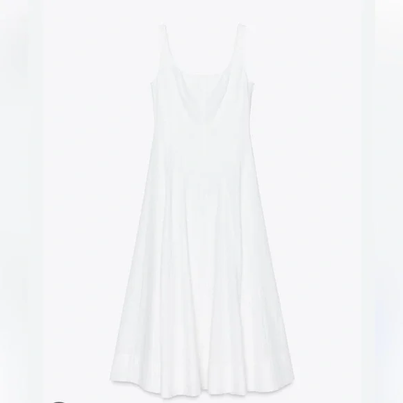 Zara NWT white linen blend midi dress 3269/709 - Picture 3 of 13
